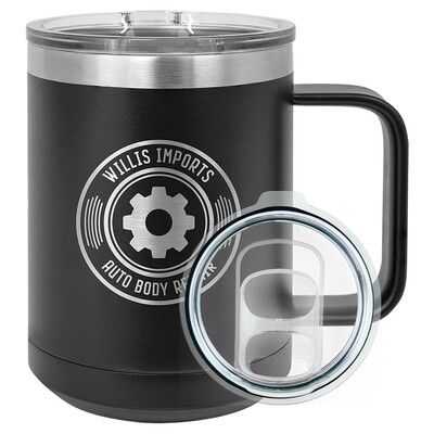 Beverage Tumblers - 15oz  Black Coffee Tumbler with Sliding Lid