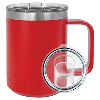 Beverage Tumblers - 15oz  Red Coffee Tumbler with Sliding Lid