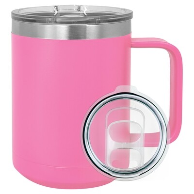 Beverage Tumblers - 15oz  Pink Coffee Tumbler with Sliding Lid