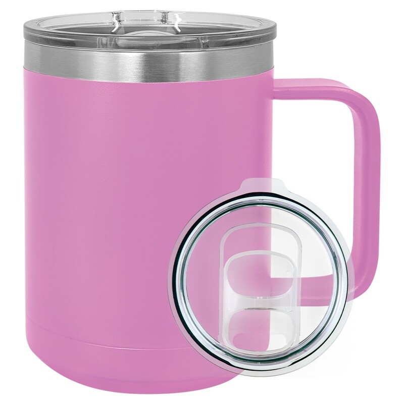 Beverage Tumblers - 15oz  Light Purple Coffee Tumbler with Sliding Lid