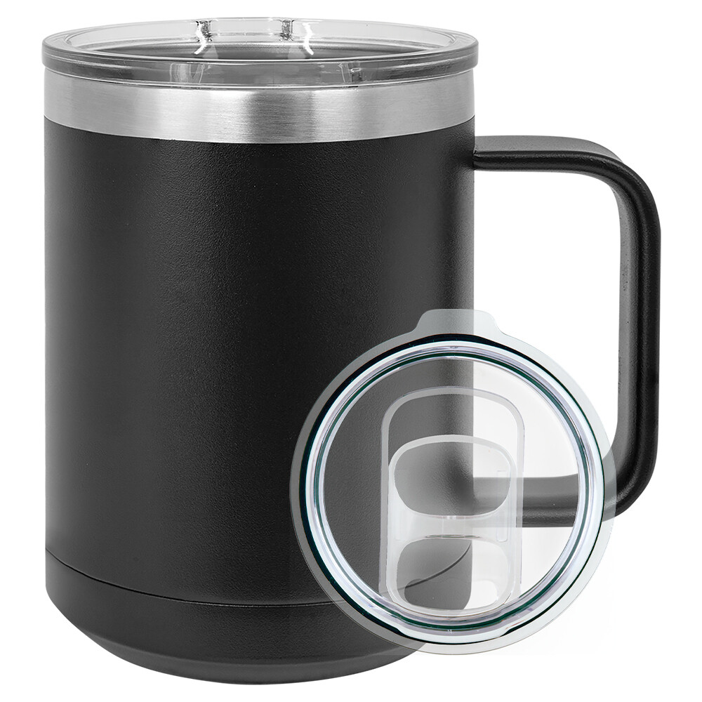 Beverage Tumblers - 15oz  Black Coffee Tumbler with Sliding Lid