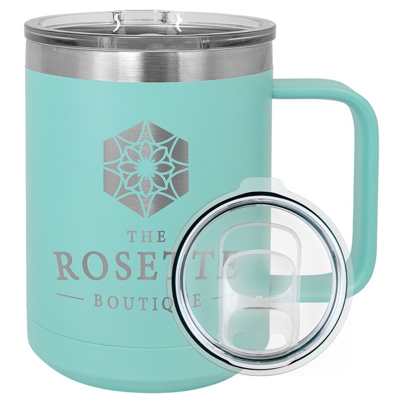 Beverage Tumblers - 15oz  Teal Coffee Tumbler with Sliding Lid