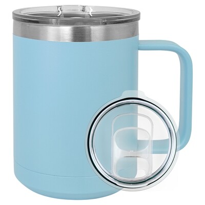 Beverage Tumblers - 15oz  Light Blue Coffee Tumbler with Sliding Lid