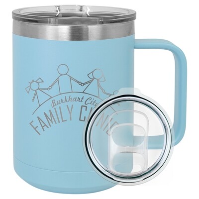 Beverage Tumblers - 15oz  Light Blue Coffee Tumbler with Sliding Lid