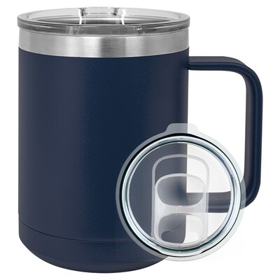 Beverage Tumblers - 15oz  Navy Blue Coffee Tumbler with Sliding Lid