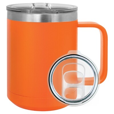 Beverage Tumblers - 15oz  Orange Coffee Tumbler with Sliding Lid