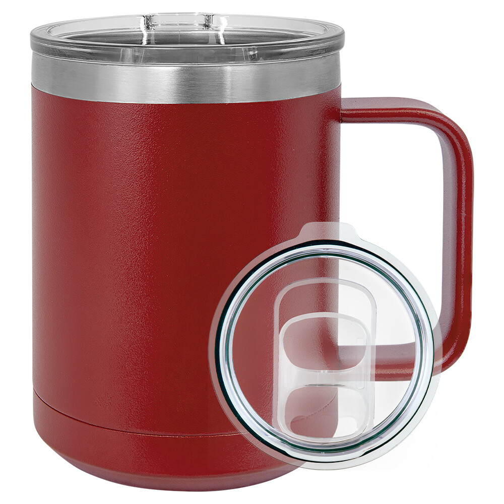 Beverage Tumblers - 15oz  Maroon Coffee Tumbler with Sliding Lid