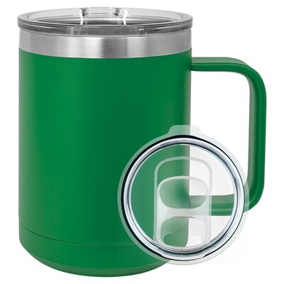 Beverage Tumblers - 15oz  Green Coffee Tumbler with Sliding Lid