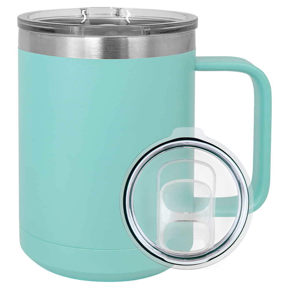 Beverage Tumblers - 15oz  Teal Coffee Tumbler with Sliding Lid
