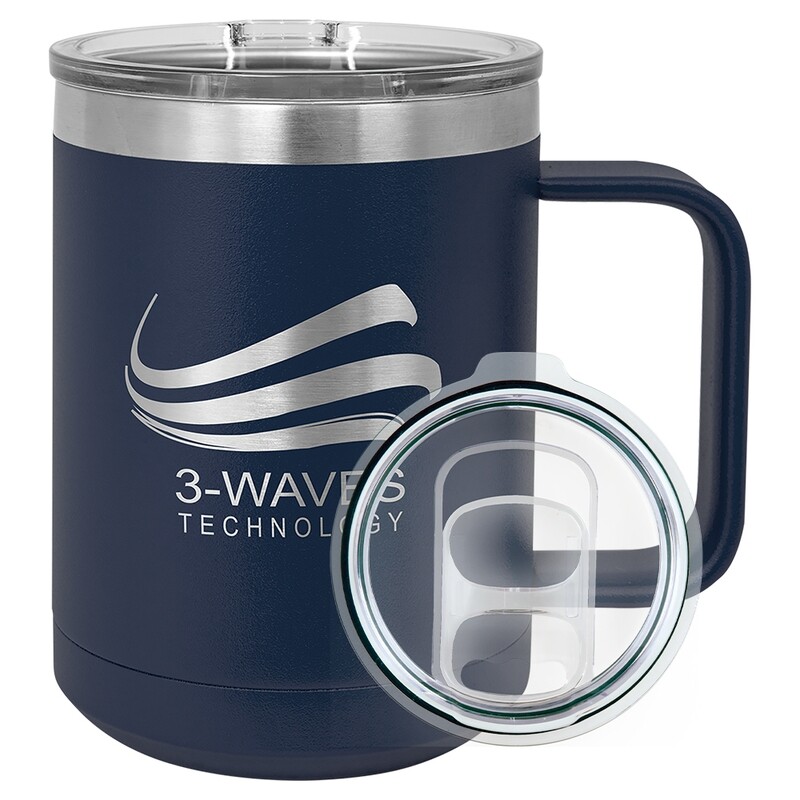 Beverage Tumblers - 15oz  Navy Blue Coffee Tumbler with Sliding Lid