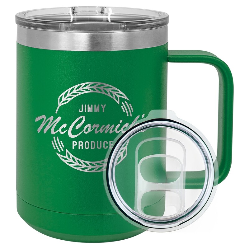 Beverage Tumblers - 15oz  Green Coffee Tumbler with Sliding Lid