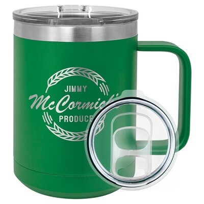 Beverage Tumblers - 15oz  Green Coffee Tumbler with Sliding Lid