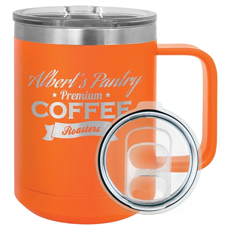 Beverage Tumblers - 15oz  Orange Coffee Tumbler with Sliding Lid
