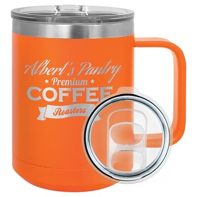 Beverage Tumblers - 15oz  Orange Coffee Tumbler with Sliding Lid