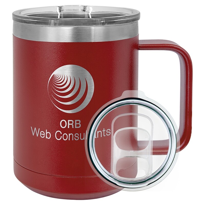 Beverage Tumblers - 15oz  Maroon Coffee Tumbler with Sliding Lid