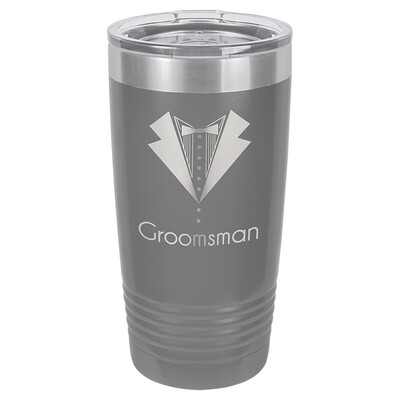 Beverage Tumblers - 20oz Gray Tumbler with Lid