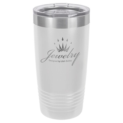 Beverage Tumblers - 20oz White Tumbler with Lid