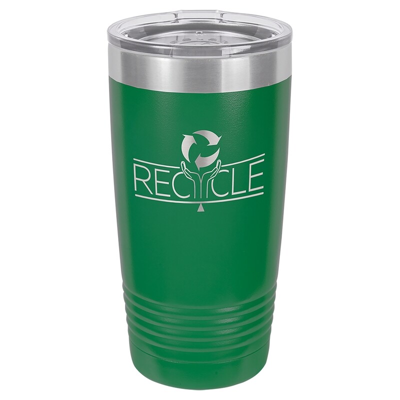 Beverage Tumblers - 20oz Green Tumbler with Lid