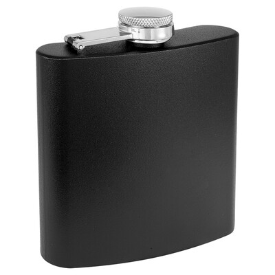 Barware &amp; Flasks - 6oz Black Matte Stainless Steel Flask