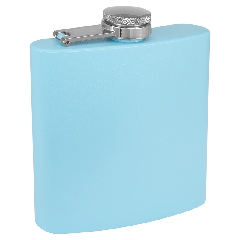 Barware &amp; Flasks - 6oz Light Blue Matte Stainless Steel Flask