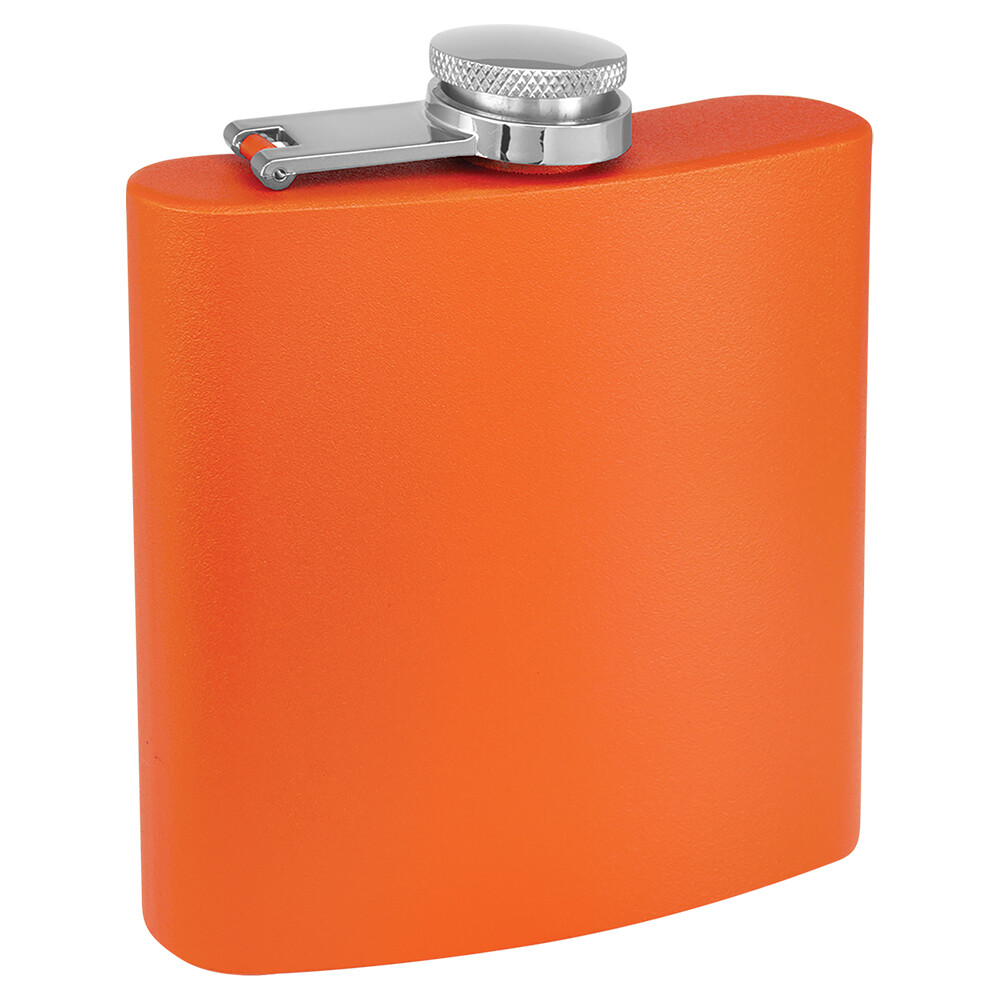 Barware &amp; Flasks - 6oz Orange Matte Stainless Steel Flask