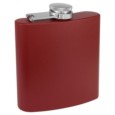 Barware &amp; Flasks - 6oz Maroon Matte Stainless Steel Flask