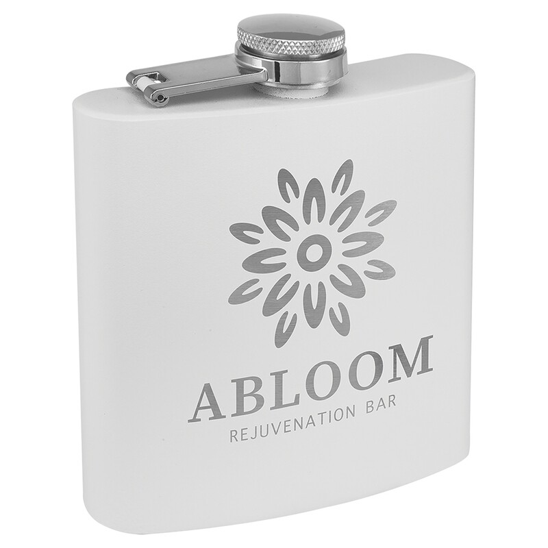 Barware &amp; Flasks - 6oz White Matte Stainless Steel Flask