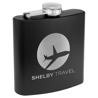Barware &amp; Flasks - 6oz Black Matte Stainless Steel Flask