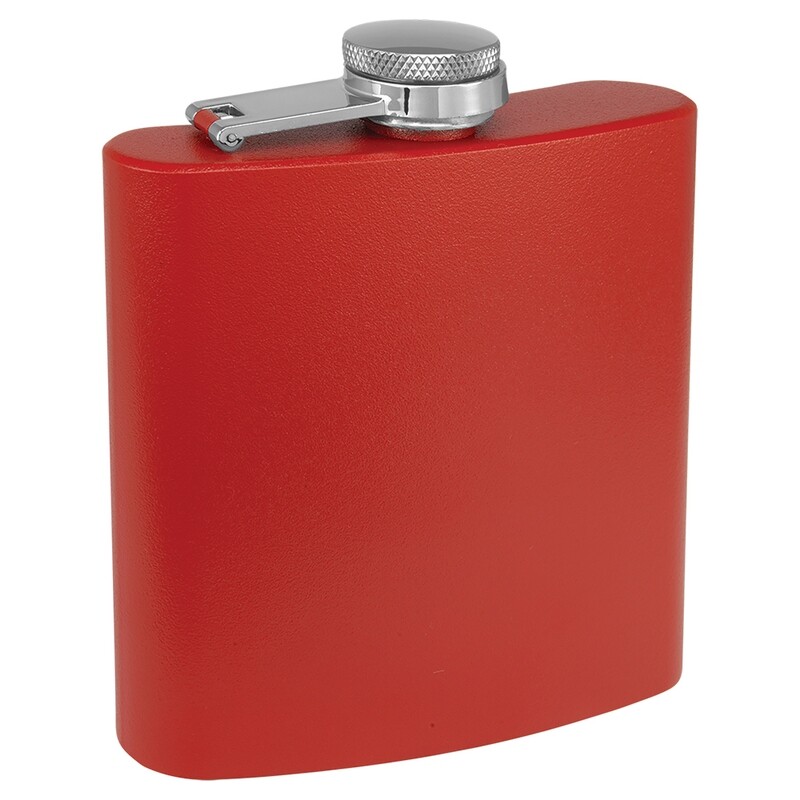 Barware &amp; Flasks - 6oz Red Matte Stainless Steel Flask