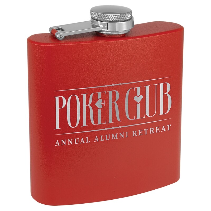 Barware &amp; Flasks - 6oz Red Matte Stainless Steel Flask