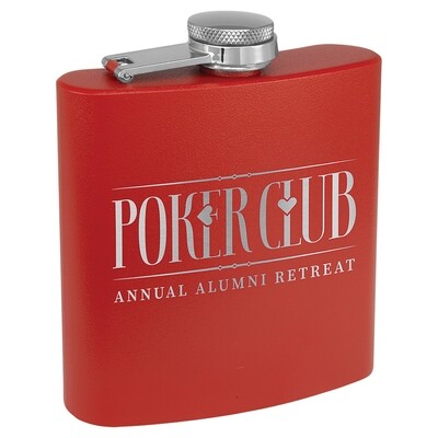 Barware &amp; Flasks - 6oz Red Matte Stainless Steel Flask