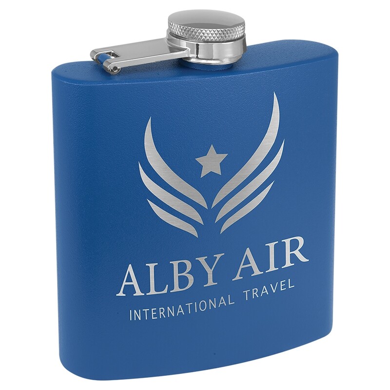 Barware &amp; Flasks - 6oz Royal Blue Matte Stainless Steel Flask
