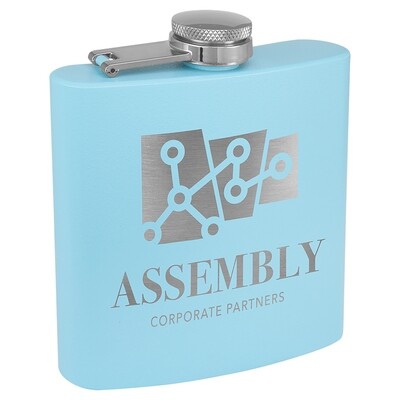 Barware &amp; Flasks - 6oz Light Blue Matte Stainless Steel Flask