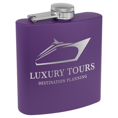 Barware &amp; Flasks - 6oz Purple Matte Stainless Steel Flask