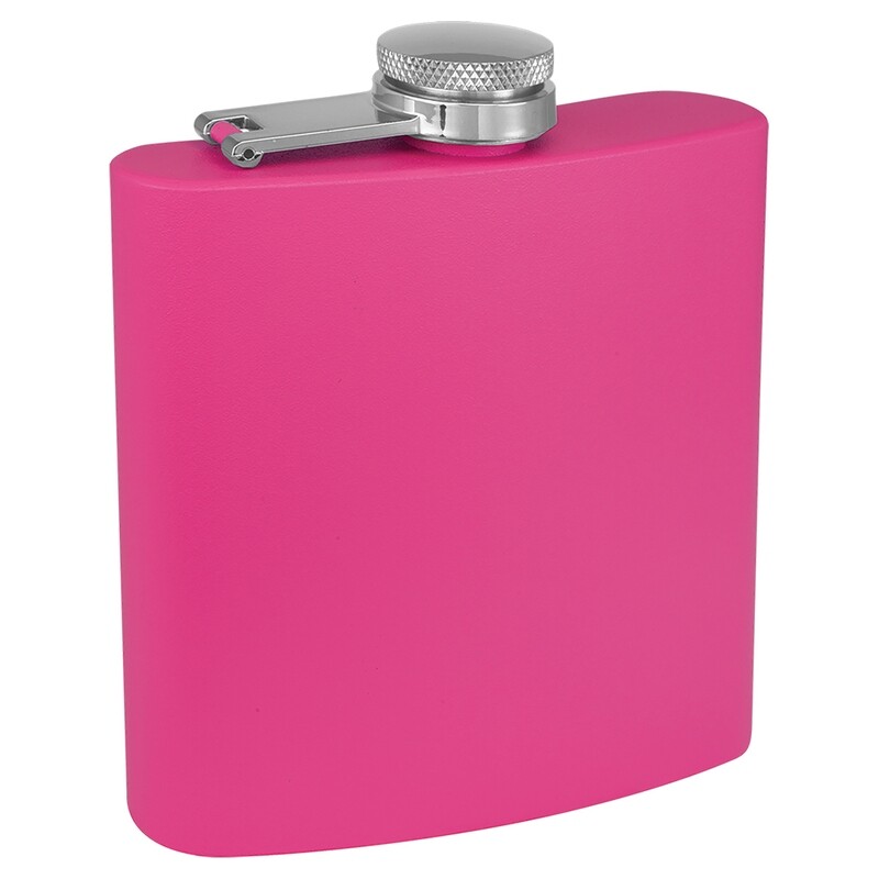 Barware &amp; Flasks - 6oz Pink Matte Stainless Steel Flask