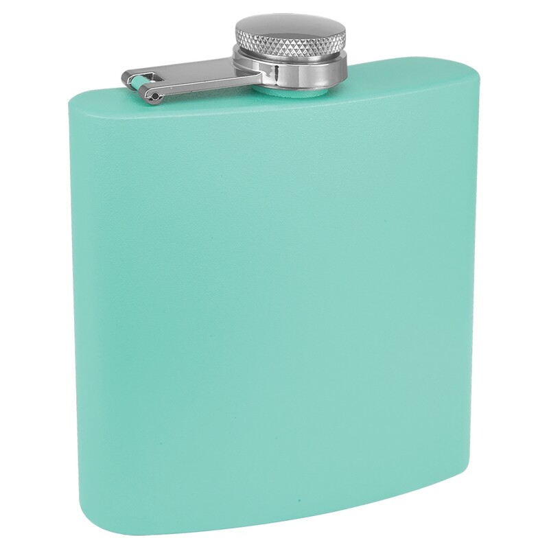 Barware &amp; Flasks - 6oz Teal Matte Stainless Steel Flask