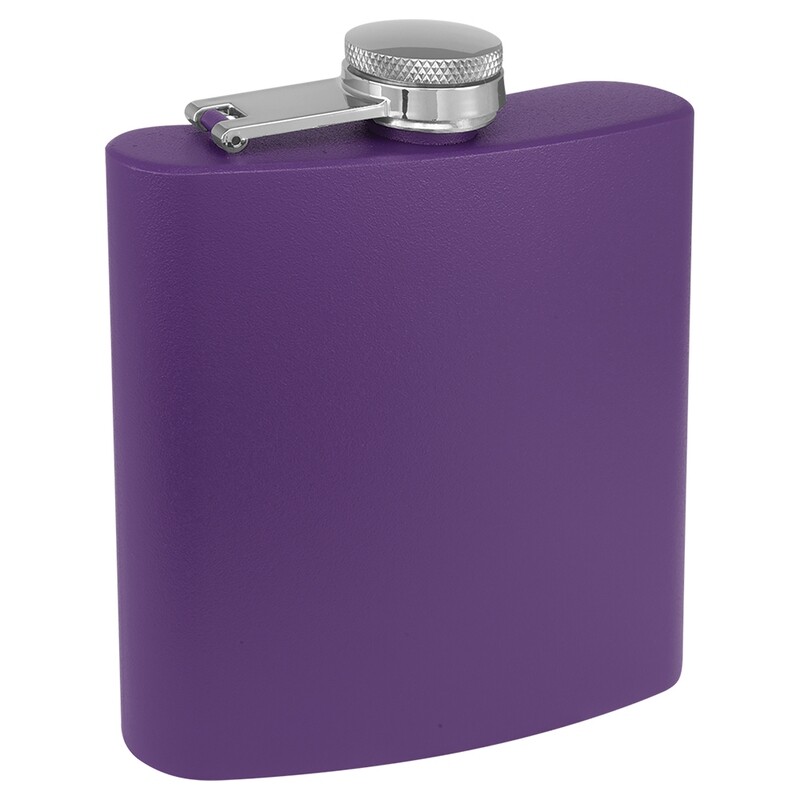 Barware &amp; Flasks - 6oz Purple Matte Stainless Steel Flask