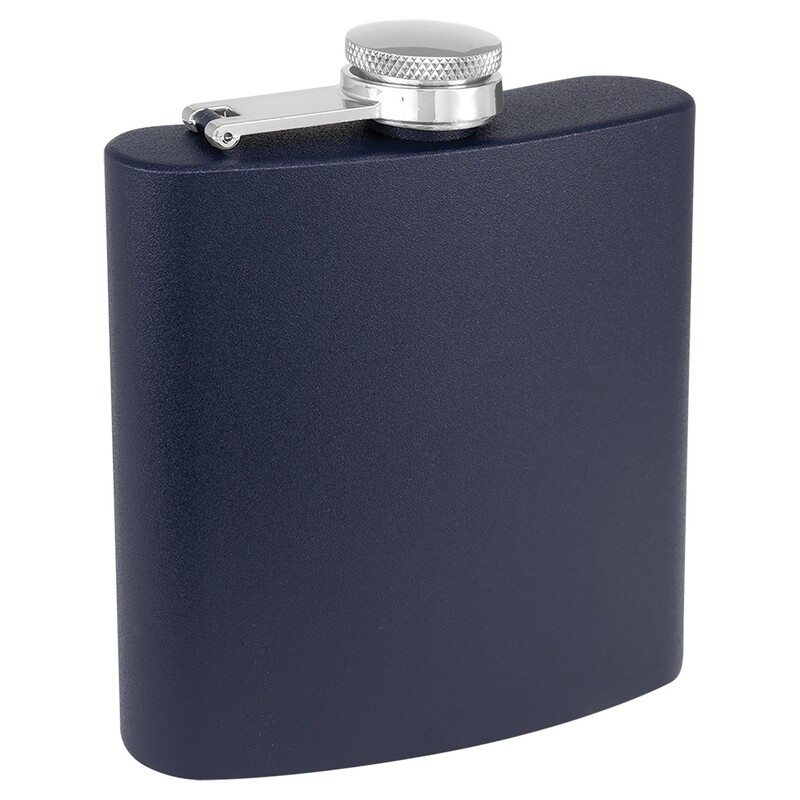 Barware &amp; Flasks - 6oz Navy Blue Matte Stainless Steel Flask