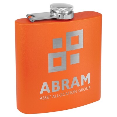 Barware &amp; Flasks - 6oz Orange Matte Stainless Steel Flask
