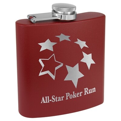 Barware &amp; Flasks - 6oz Maroon Matte Stainless Steel Flask