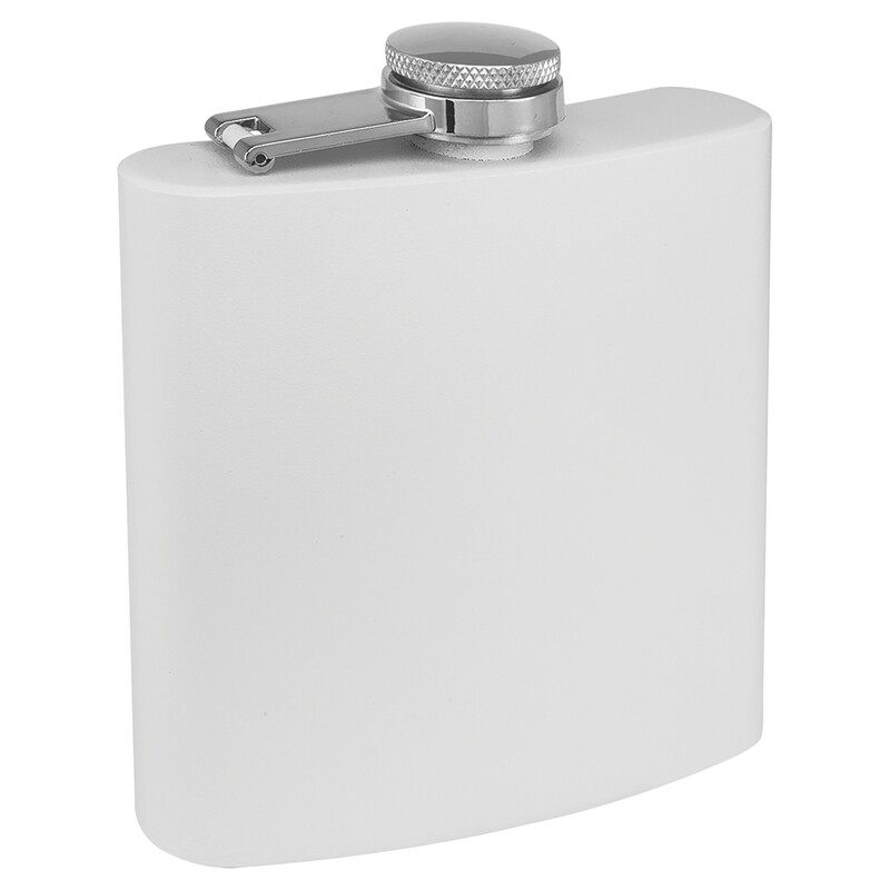 Barware &amp; Flasks - 6oz White Matte Stainless Steel Flask