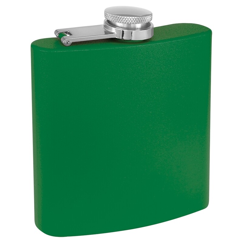 Barware &amp; Flasks - 6oz Green Matte Stainless Steel Flask
