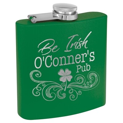 Barware &amp; Flasks - 6oz Green Matte Stainless Steel Flask