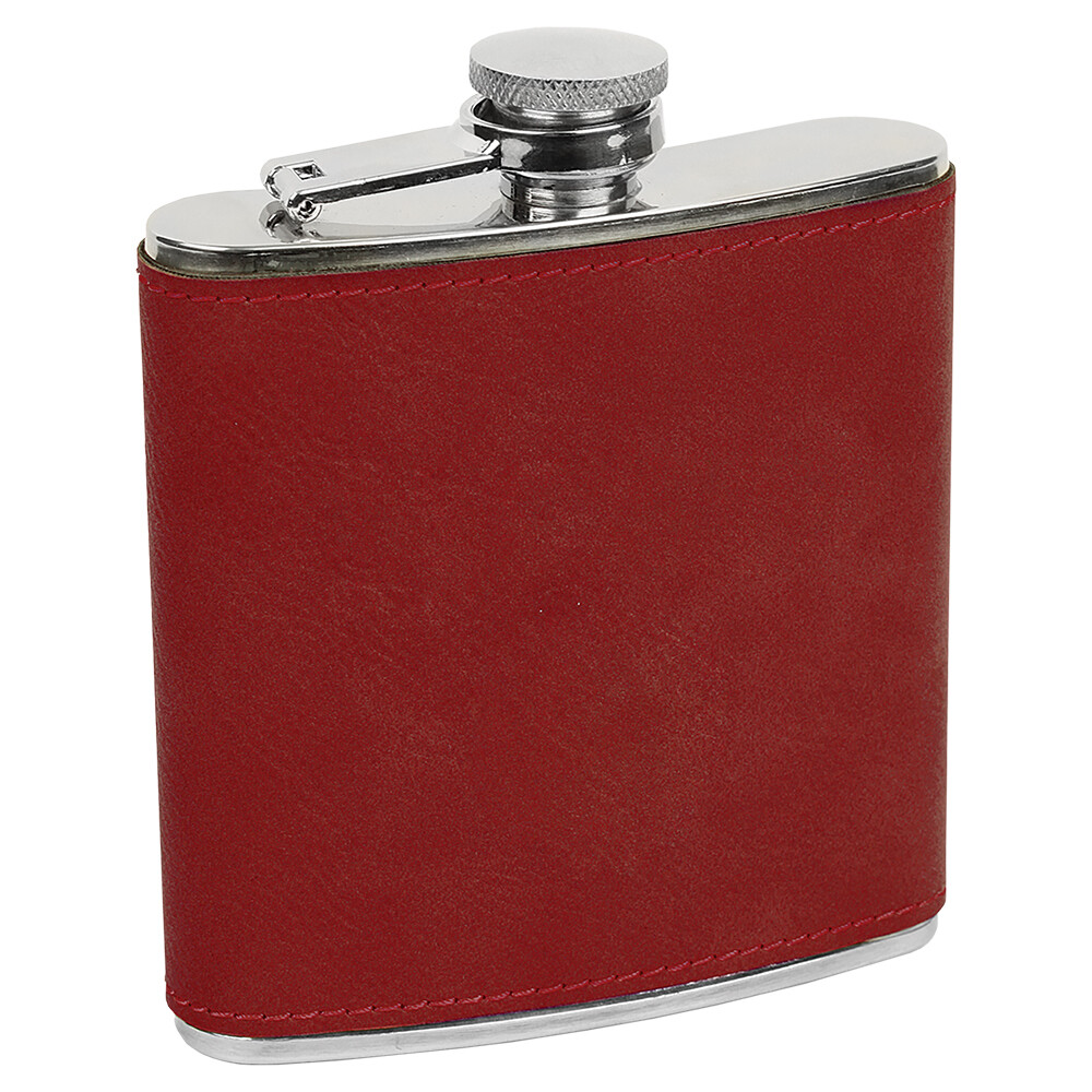 Barware &amp; Flasks - 6oz Rose Leatherette Stainless Steel Flask