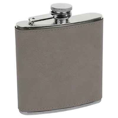 Barware & Flasks - 6oz Gray Leatherette Stainless Steel Flask