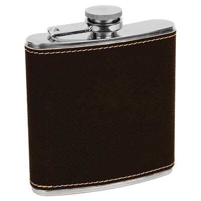 Barware & Flasks - 6oz Black with Gold Leatherette Stainless Steel Flask