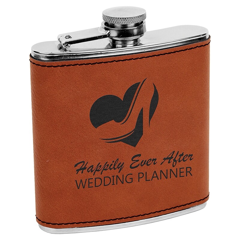 Barware &amp; Flasks - 6oz Rawhide Leatherette Stainless Steel Flask