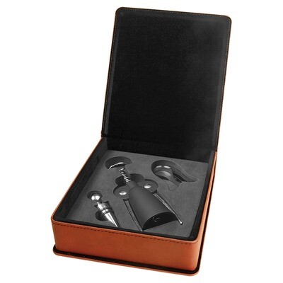 Beer &amp; Wine Gifts - Rawhide Leatherette 3-Piece Wine Tool Gift Set