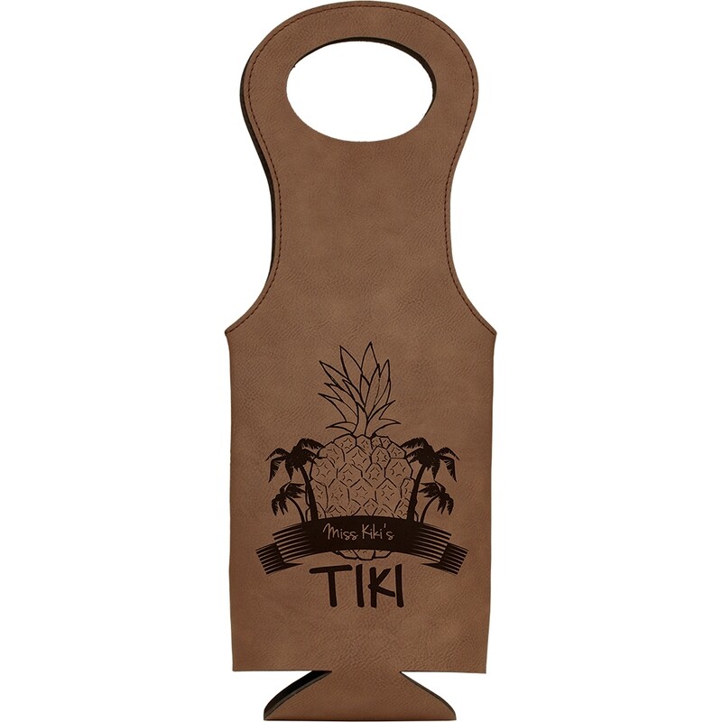 Beer &amp; Wine Gifts - Dark Brown Leatherette Wine Bag