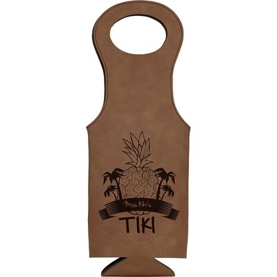 Beer &amp; Wine Gifts - Dark Brown Leatherette Wine Bag